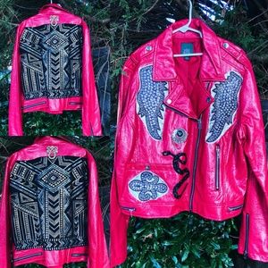 Custom Candy Apple Red Faux Leather Jacket